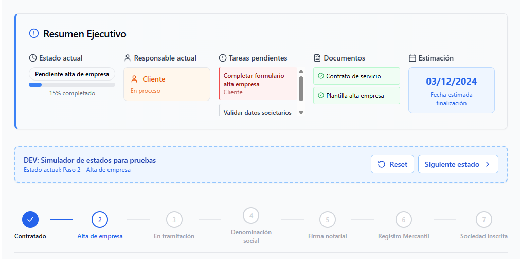 Resumen ejecutivo de expediente - Panel de Gestorías Sociex